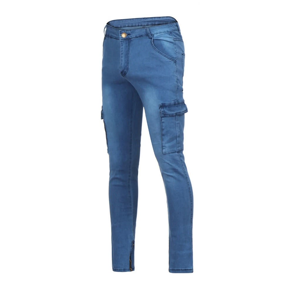 Spring Autumn Men's Casual Frayed Slim Fit Long Denim Pants